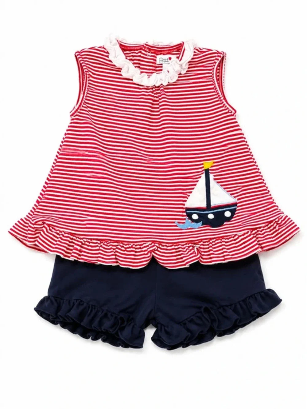 Petit Ami Boutique Sailboat 2-Piece Shorts Set Size 3T